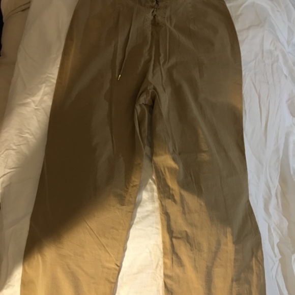 J CREW bohemian button front open , shoe string tie back pants - Picture 5 of 12